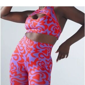 Savage X Fenty Red and Purple Heart Activewear Set valentines drop size 18/20